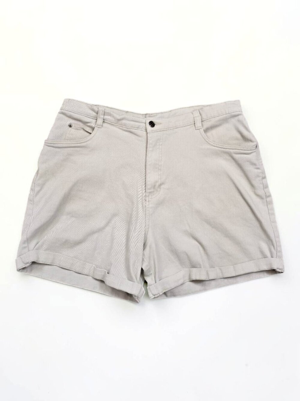 High Rise Cotton Stretch Shorts 20W Beige Cuffed Cherokee